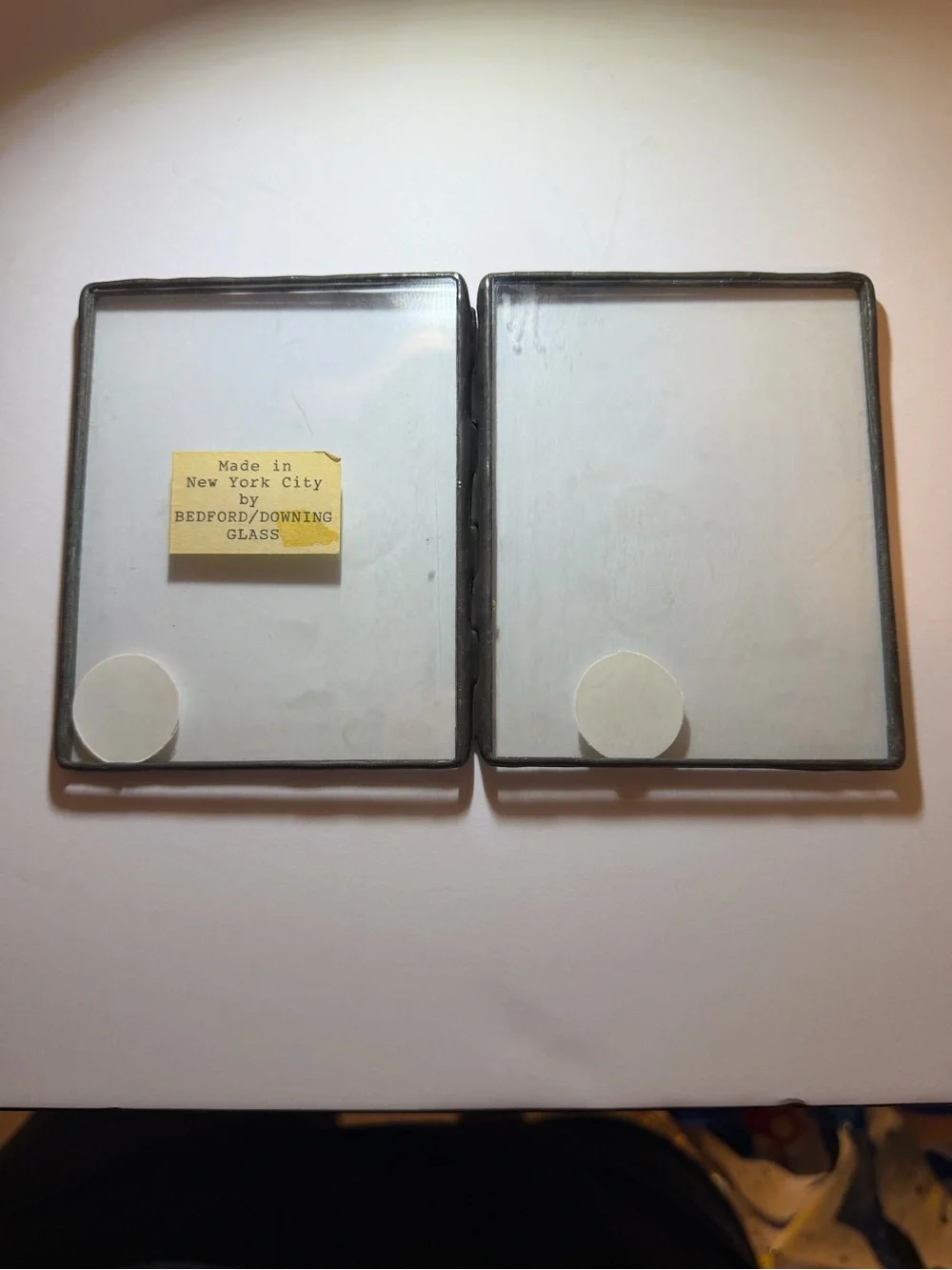 Vintage Bedford Downing Glass Double Hinged Frame NYC MCM Clear Art Glass